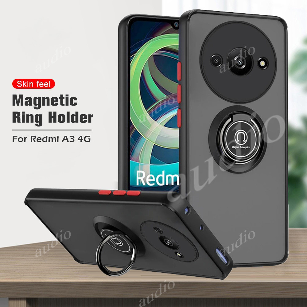 Redmi A4 5G Case Metal Ring Holder Bracket Armor Phone Casing For Redmi A4 A3 A3x 4G 5G 2024 Stand Back Cover for Redmy redmi a3 a3X a4 3A 4A RedmiA3 RedmiA3x 4G RedmiA4 5G