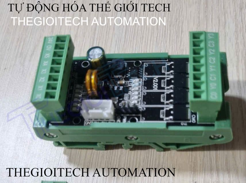 Board mạch PLC Mini PTL WS2N Mitsubishi FX2N-10MT -S, 6 In/ 4 Out transistor, TTL 9.6kbps, GX-Works 2, Analog 0-10V, có đế, DC12-24V - Có đế cài ray