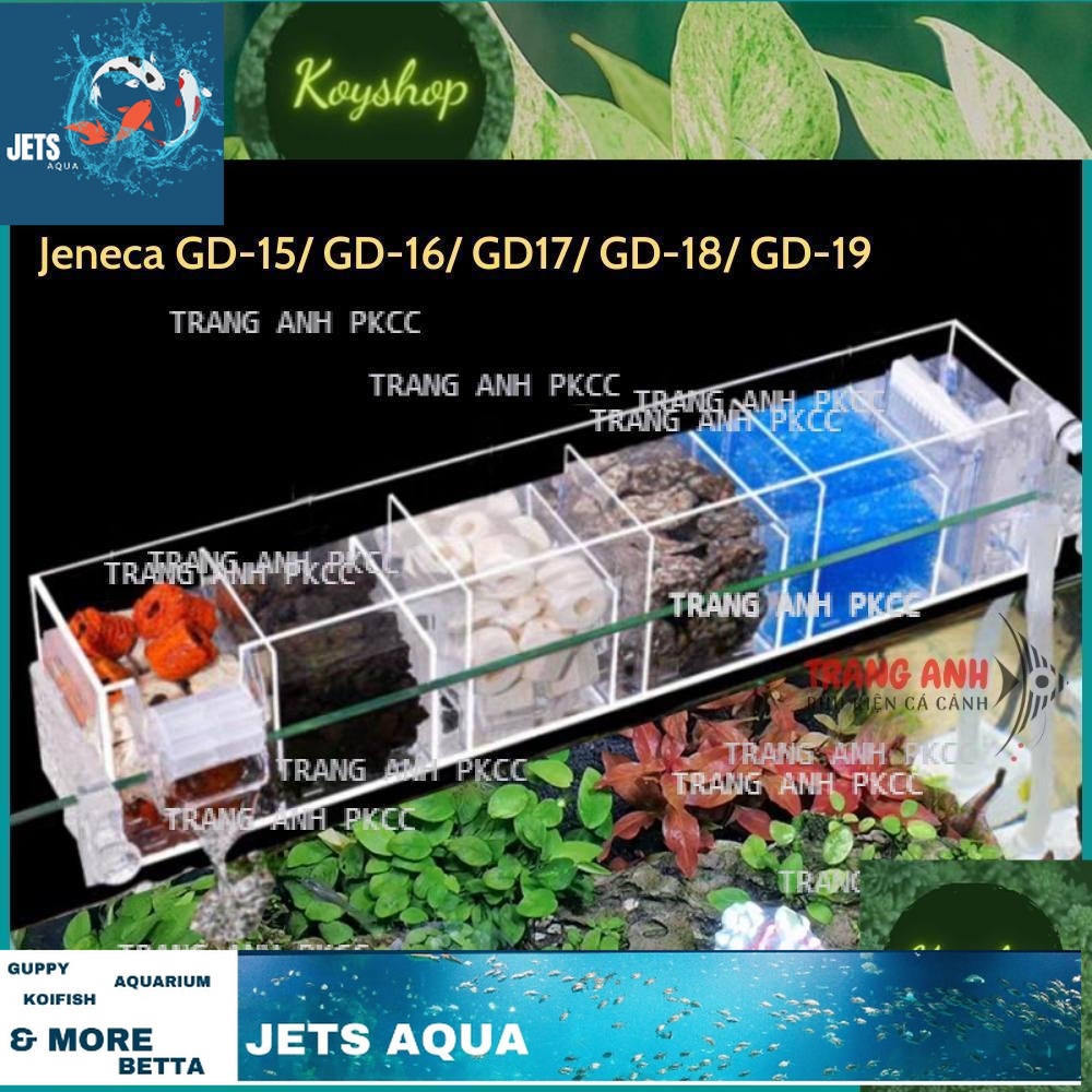 Bộ lọc tràn trên bể cá jeneca gd-15/ gd-16/ gd-17/ gd-18/ gd-19 kèm vật liệu lọc -giao nhanh 2h