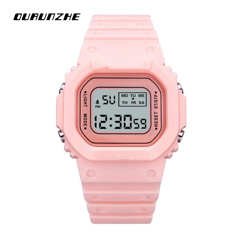 OURUNZHE Classic Square Digital Watch with Night Light and Alarm for Students and Sports ราคา 59 บาท*ส่งฟรี