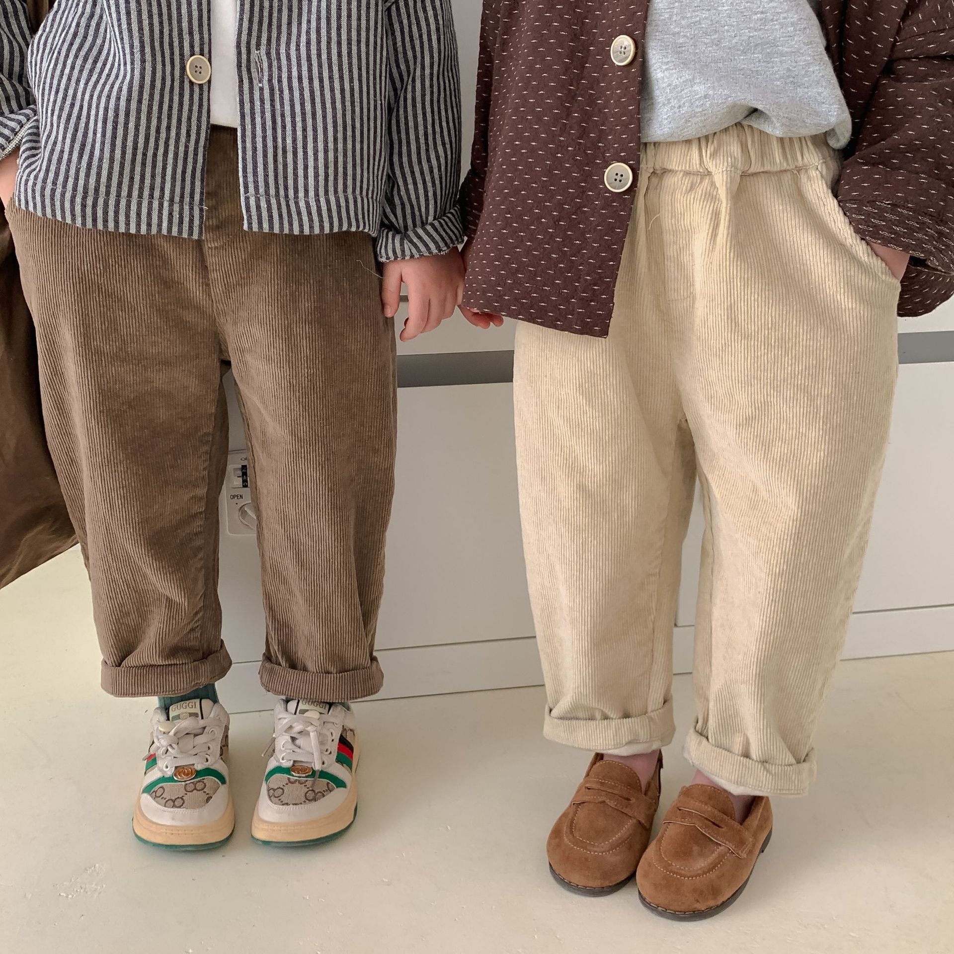 9990C 2022 Korean Boys Corduroy Pants Spring Kids Girl Casual Pants Long Pants for Children Baby Boy Pants ราคา  752 บาท*ส่งฟรี