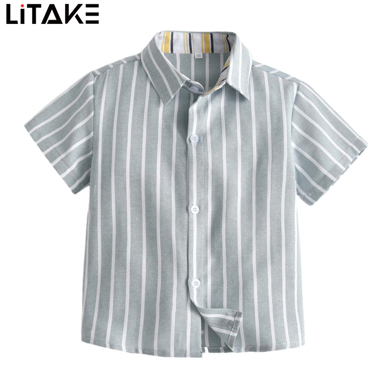 Boys T-shirt Summer Short Sleeves Lapel Single Breasted Tops Trendy Striped Contrast Color Printing Shirt ราคา 210 บาท*ส่งฟรี