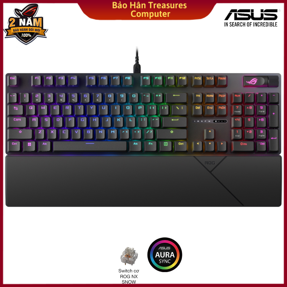 Bàn phím cơ asus rog strix scope ii nx snow & storm switch - hàng chính hãng