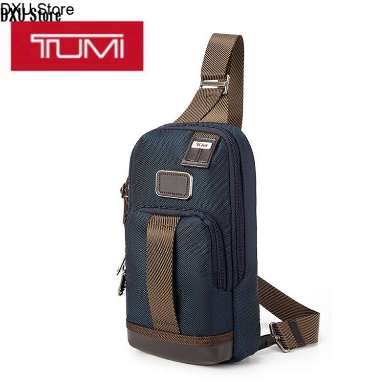 DXU Store 【Ready Stock】NewD2D322223402TUMI Men's Business Commuter Ballistic Nylon Chest Bag Messenger Bag Casual Fashion Bag