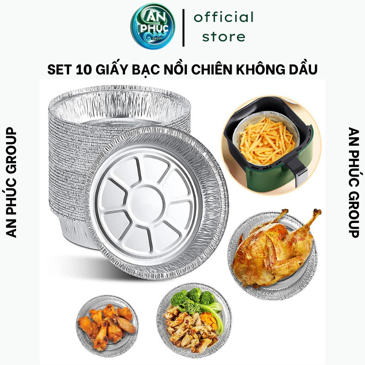 Khay giấy bạc lót nồi chiên không dầu tròn 20cm bát nướng bạc