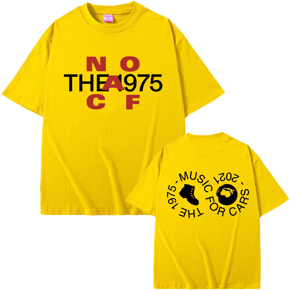 2025 Năm Mới Cotton Cổ Tròn Tay Ngắn T Áo Thun British Band The 1975 Music for Cars Graphic T-shirt Male Vi Thời Trang Hàn Quốc Giản Dị Lễ Hội Mùa Xuân Giá