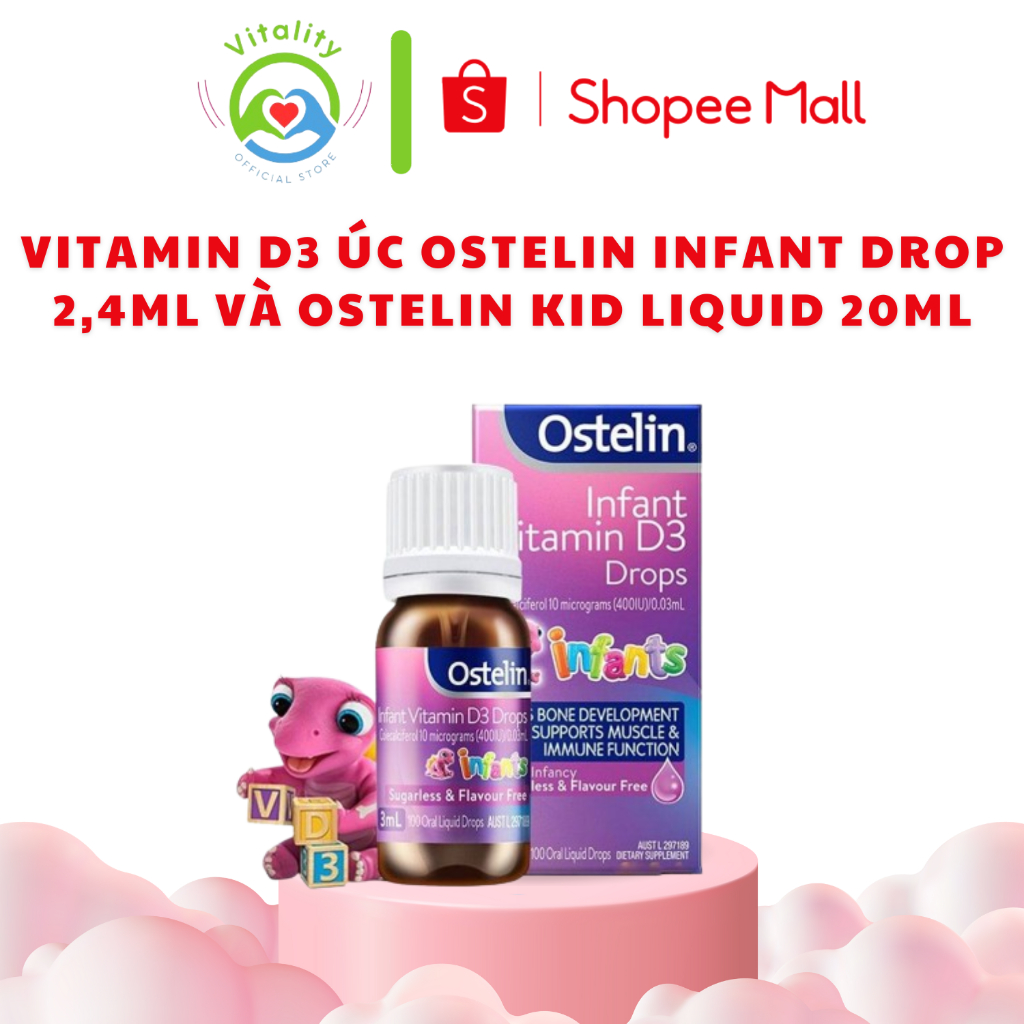 Vitamin d3 úc Ostelin Infant Drop 24ml và Ostelin kid liquid 20ml