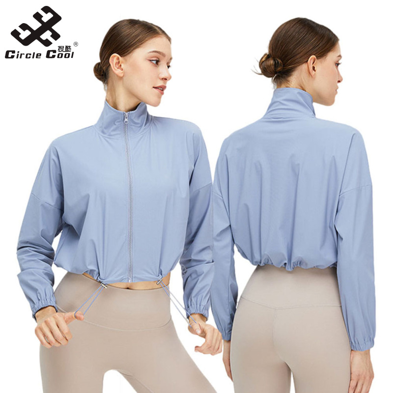 Circle Cool Women Outdoor Sports Zip Up Cropped Jackets Quick Dry Sun Protection Long Sleeve Workout Shirts ราคา 510 บาท*ส่งฟรี