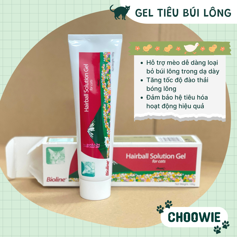 Gel tiêu búi lông Bioline Hairball Solution dành cho mèo || Chăm sóc sức khỏe thú cưng