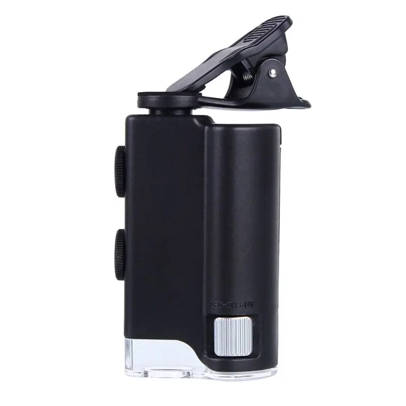 Bán-well 1PC 100x Kính lúp di động điện thoại di động Kẹp mini Kính hiển vi đèn LED
