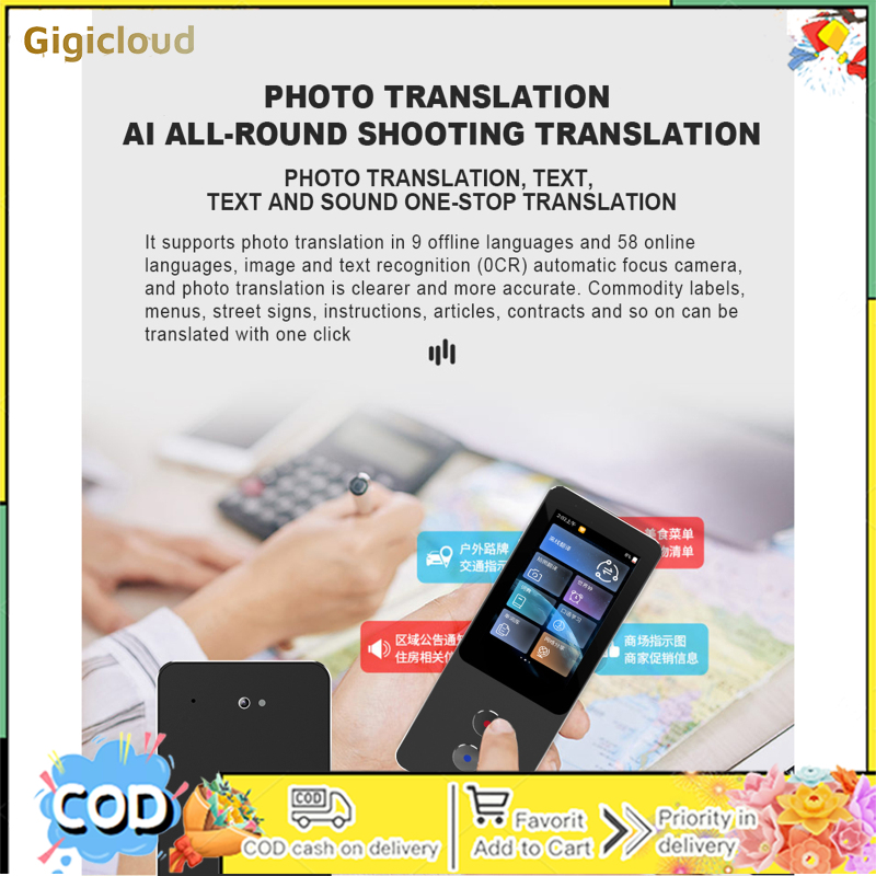 T9pro Intelligent Voice Translator Wifi Online 134 / Offline 10 Languages Mutual Translation Device With Camera ราคา 9,614 บาท*ส่งฟรี