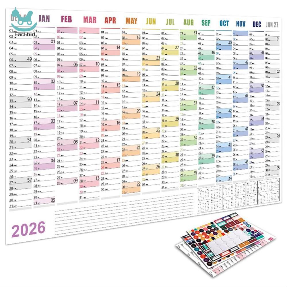 Eachbid 2026 New Yearly Daily Schedule Planner Sheet Calendar Wall 365 Day Plan Annual Hanging Planning Weekly Agenda Pad Month 12