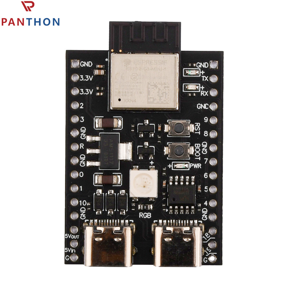 Panthon ESP32-C3-DevKitM-1 bảng mạch phát triển ESP32-C3FN4 Core ESP32-C3-MINI-1 Wifi + BT Le module với 4 Mb bên ngoài SPI Flash