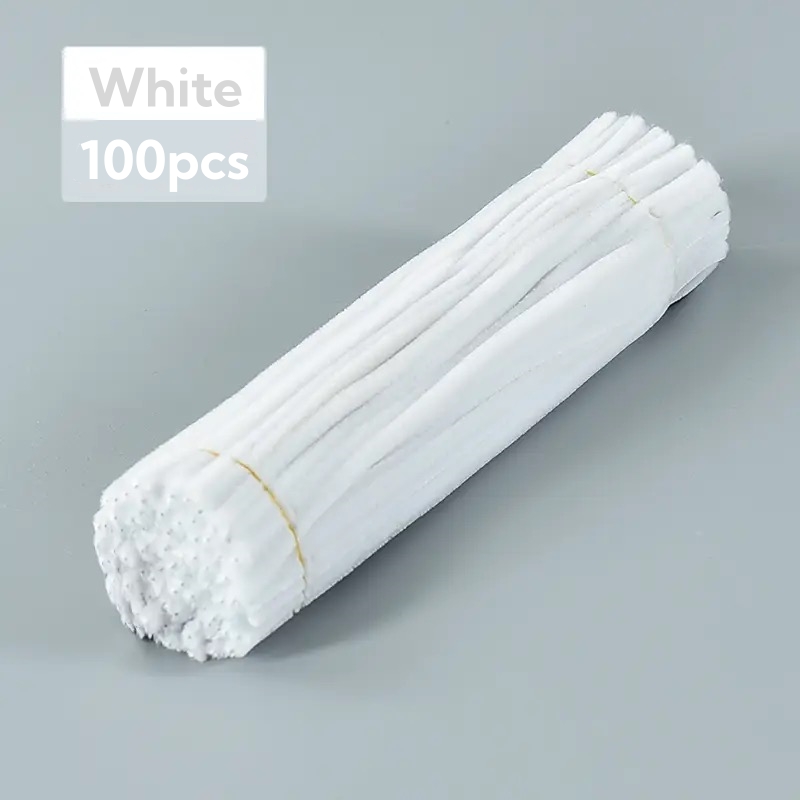 100Pcs Colored Chenille Wires Fluffy Sticks DIY Craft Fuzzy Stems Twist Wire For Children Handmade Bouquet Material Toy