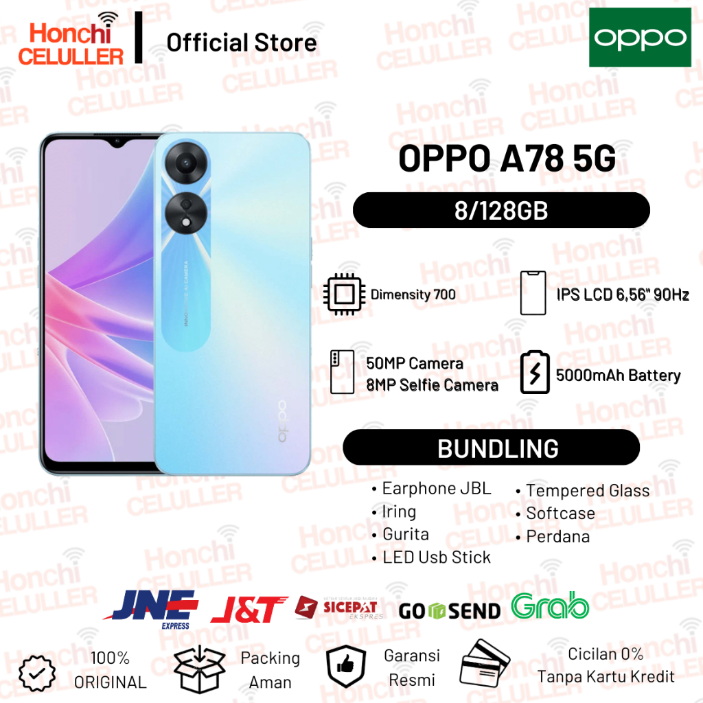 OPPO A78 5G 8/128GB Garansi Resmi Indonesia Giá 3,499,000 Đồng*Miễn phí vận chuyển