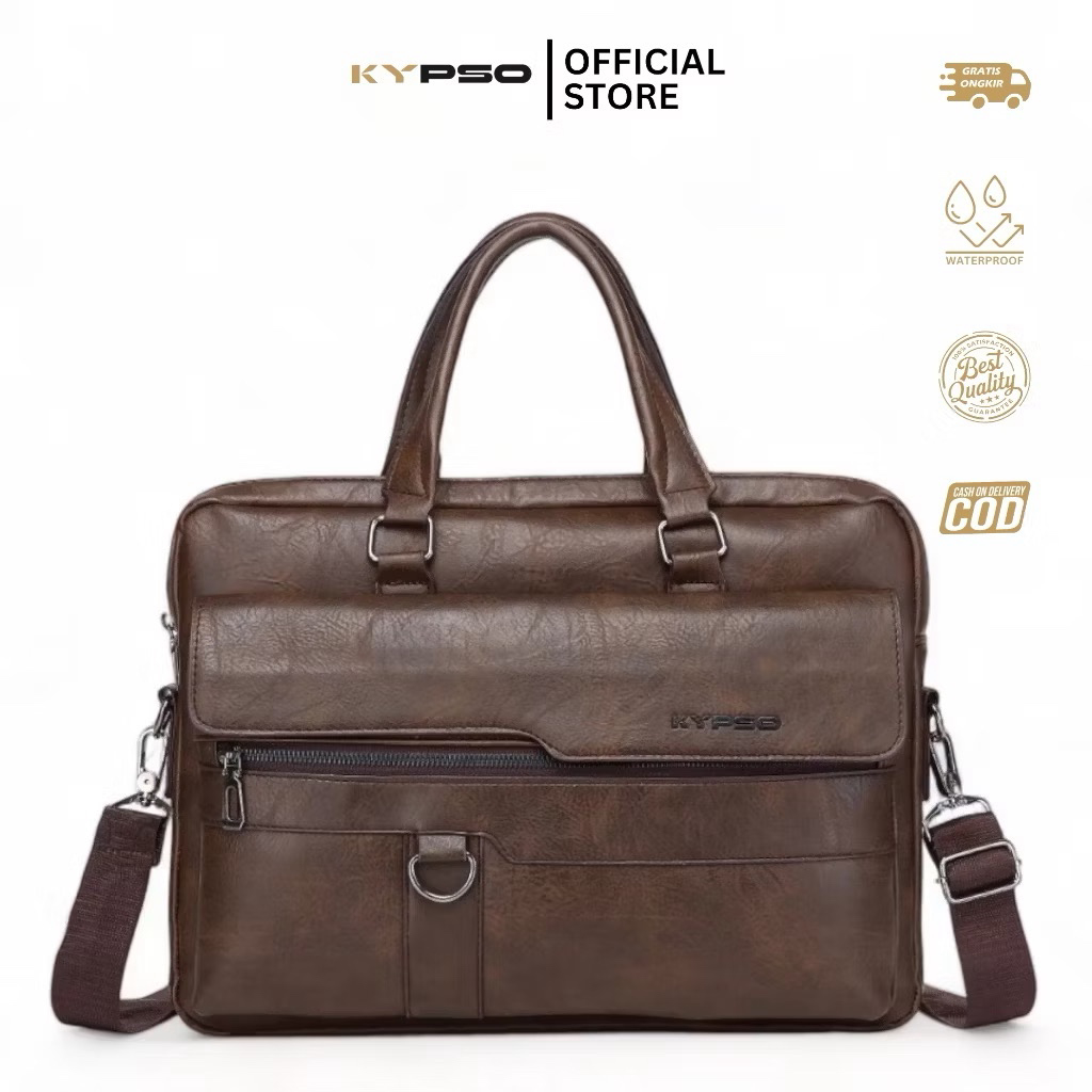 Kypso Monarch Men's Leather Briefcase Laptop Crossbody Bag Office Bag Sling Bag Messenger Leather Brie…
