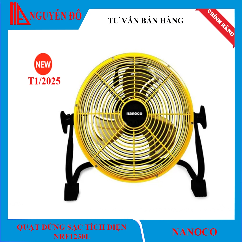 Quạt sàn sạc tích điện Nanoco NRF1230L, công suất 20W, động cơ BLDC mạnh mẽ pin lithium dung lượng lên tới 12000mAh