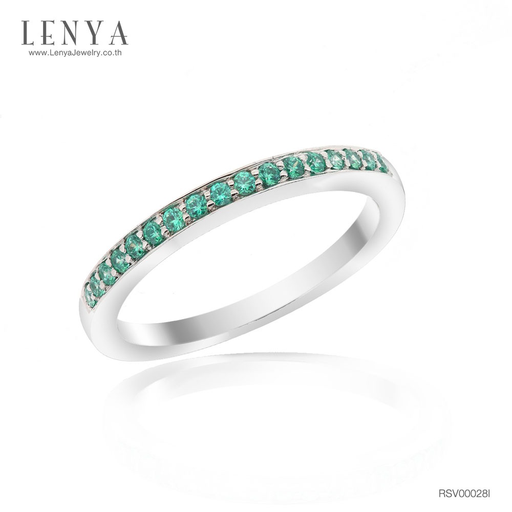 Lenya Green Cz Ring from Swarovski Adds Beauty, Size 1.25 Mm, 925 Sterling Silver Body, White Gold Plated. - ยี่ห้อ LENYA ราคา 2,900 บาท*ส่งฟรี