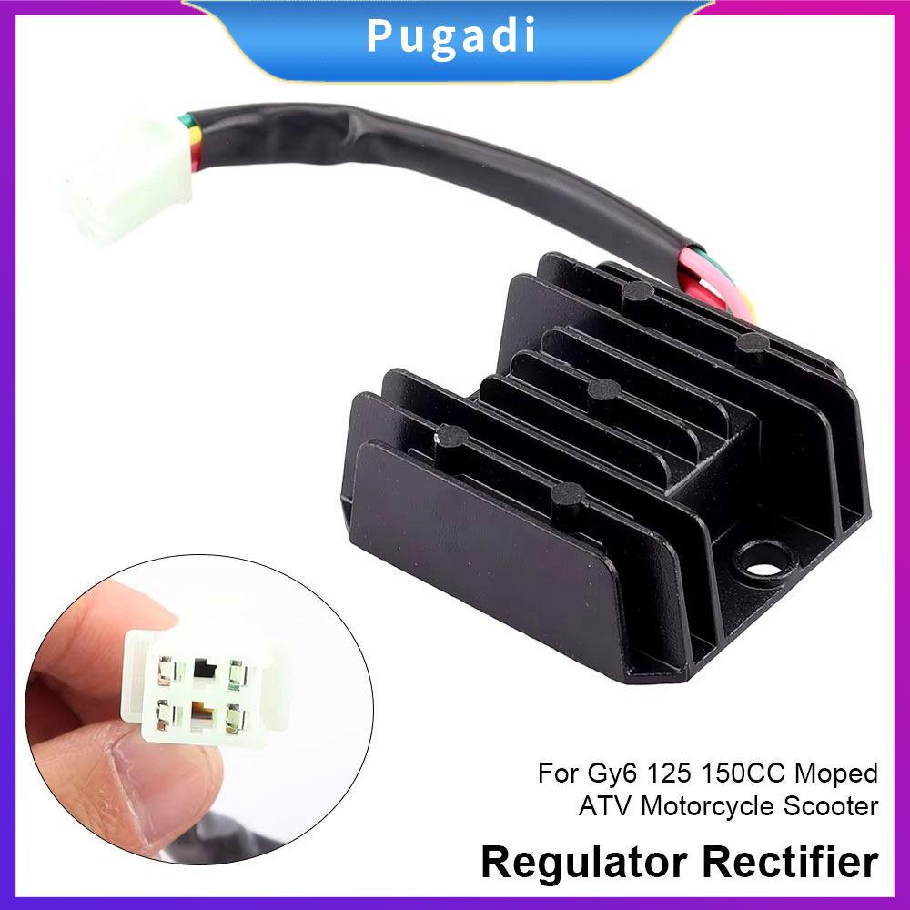 PUGADI 1Pcs 4 chân Bộ điều chỉnh chỉnh lưu Nhôm 12V Phụ kiện xe máy tay ga 4 dây Bộ điều chỉnh sóng đầy đủ Dành cho xe máy Gy6 125 150CC và ATV