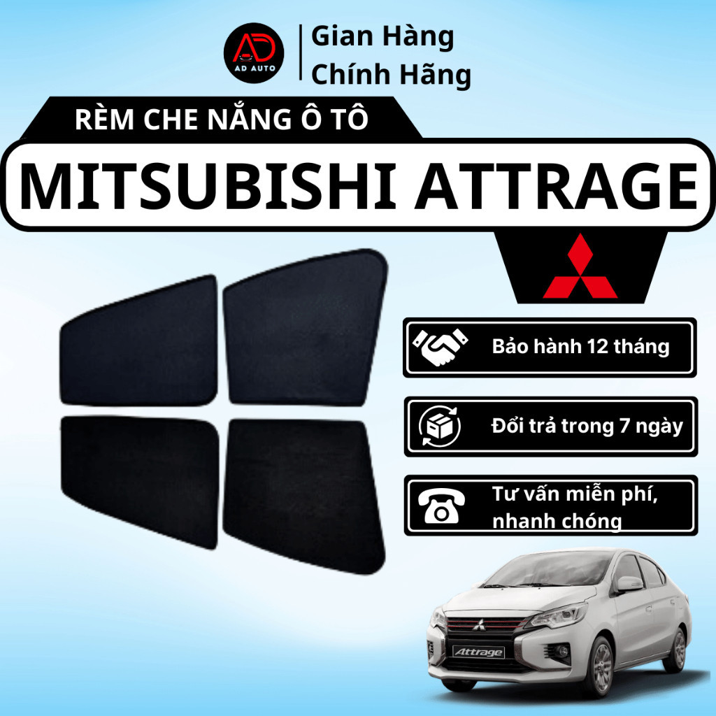 Rèm che nắng ô tô MITSUBISHI ATTRAGE, rèm nam châm ô tô che nắng chống tia UV, tránh quá nhiệt, chuẩn form, AD AUTO