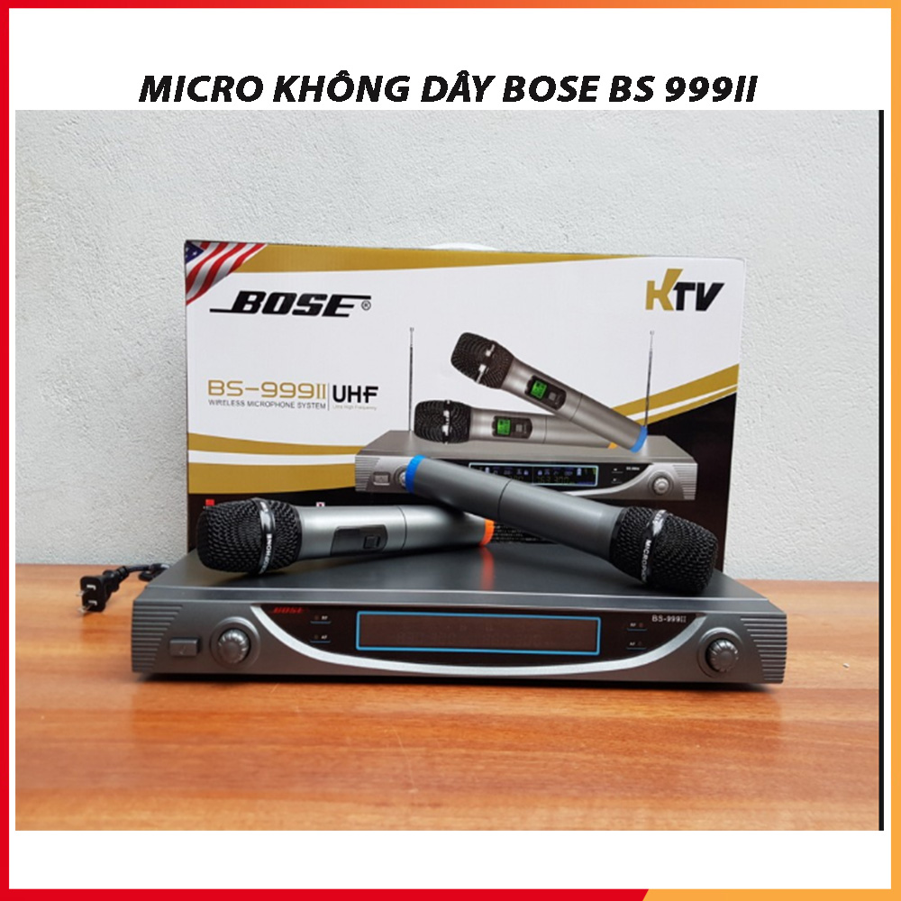 Mic không dây Bose BS 999II Tặng Kèm 2 Chống Lăn Micro - Micro karaoke không dây -Mic hát karaoke chống hú cao, Âm thanh trυng thực, Micro karaoke gia đình - Bảo hành 12 tháng