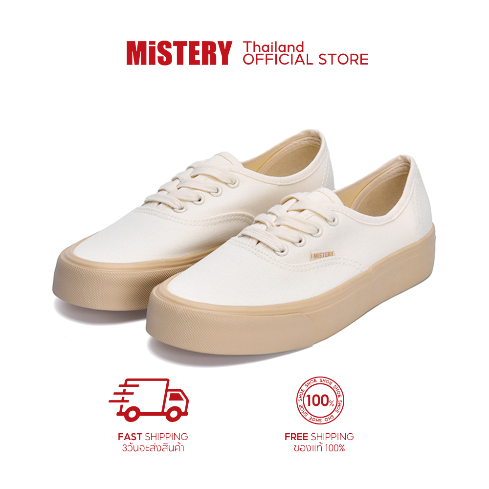 MISTERY รองเท้าผ้าใบ แบบผูกเชือก รุ่น LATTE สีครีม ( MIS-620) ราคา 369 บาท*ส่งฟรี