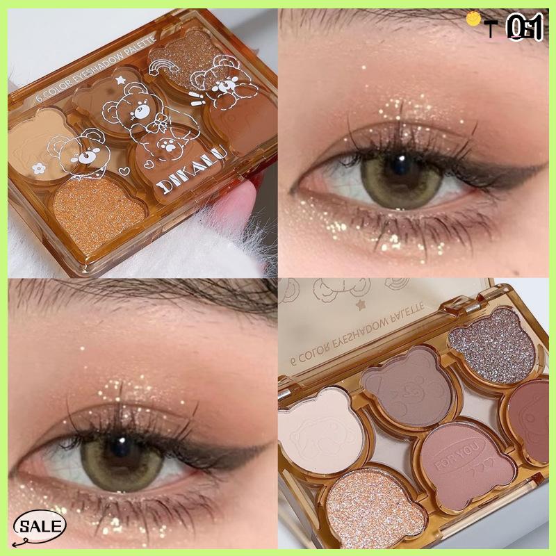 Follow Get New【TIS】 Dikalu gấu thiên nga ba lê sáu Eyeshadow Palette Matte long lanh tốt Pearlescent khói màu xám màu đỏ đen Eyeshadow Burgundy bán buôn - 3