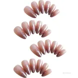 24pcs ngắn hạnh nhân giả làm móng tay màu nâu phong cách Maillard Móng tay nhân tạo cho phụ nữ và cô gái làm móng tay tại nhà tf-uni-vn