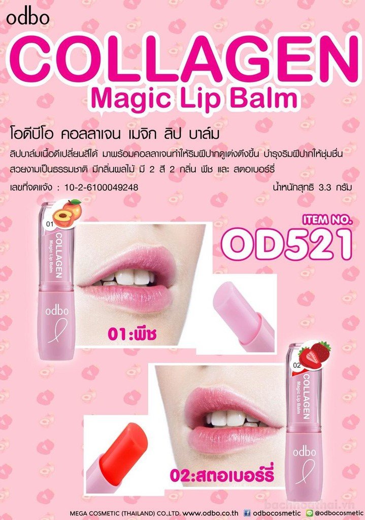 Son dưỡng môi Odbo Collagen magic Lip Balm