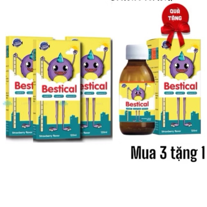 [Mua 3 tặng 1]Canxi sinh học Bestical 120ml date Mới vị dâu - Hỗ trợ bé phát triển chiều cao vượt trội