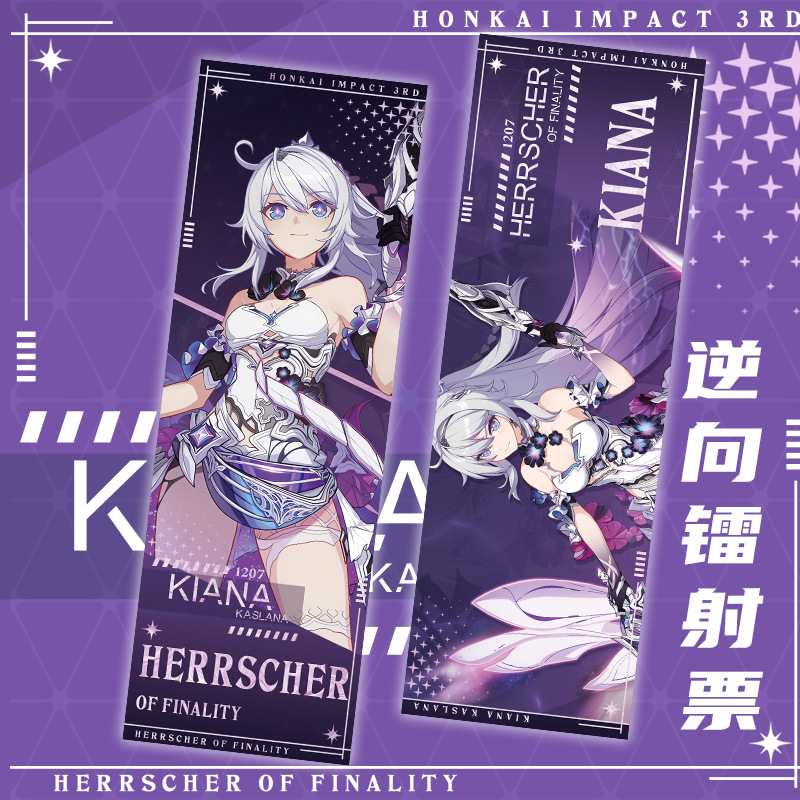 ZJT YE Honkai Impact 3 Laser Card Bookmark Ticket Anime Postcard Elysia Kiana Raiden Griseo Theresa Bronya Girls Gifts JTZ
