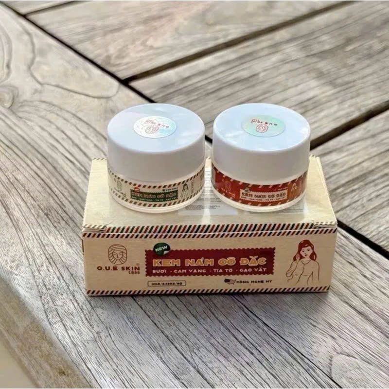   Hỗ trợ nám  Bộ 2 kem face ngày đêm dưỡng da Quê Skin bưởi cam vàng tía tô size trải nghiệm 14g 2 hủ chính hãng Cty 