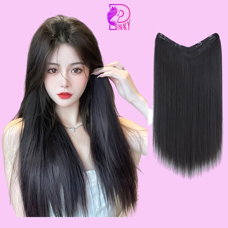 Tóc giả nửa đầu Pinky, Tóc kẹp U duỗi thẳng mềm mượt dài 45, 60CM phong cách hàn quốc