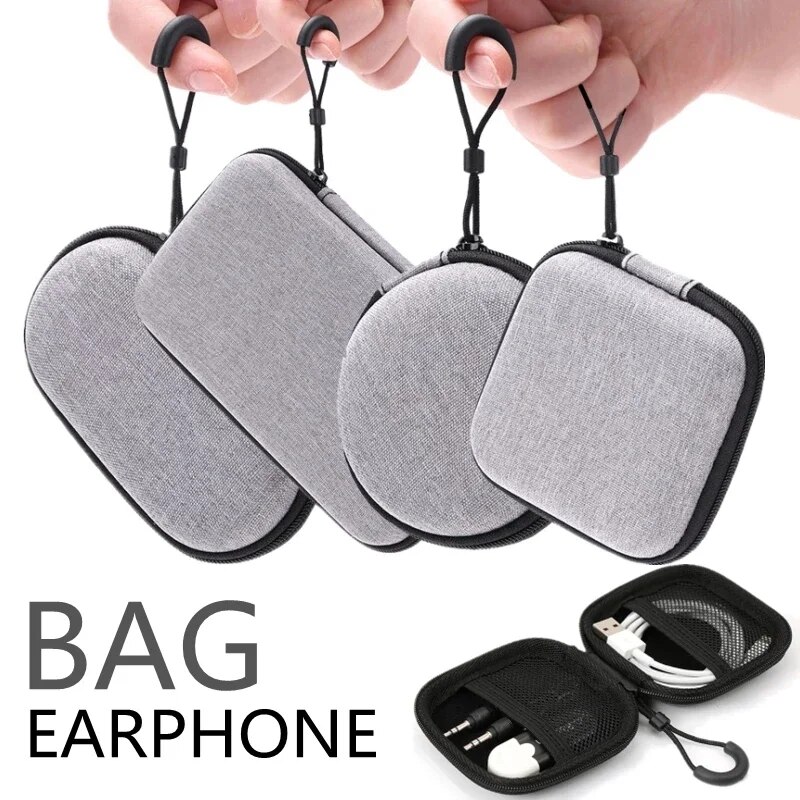 Tai nghe mini lưu trữ Túi Cầm Tay vỏ cứng dụng cụ cố định cáp dữ liệu túi vỏ di động Bộ sạc cáp U đĩa túi khóa kéo