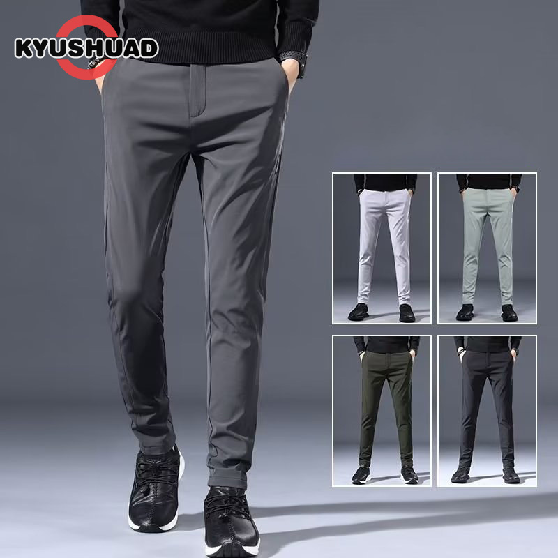 KYUSHUAD Quần chinos giản dị chân thẳng thoải mái quần bó cao cấp công sở đa năng cho nam