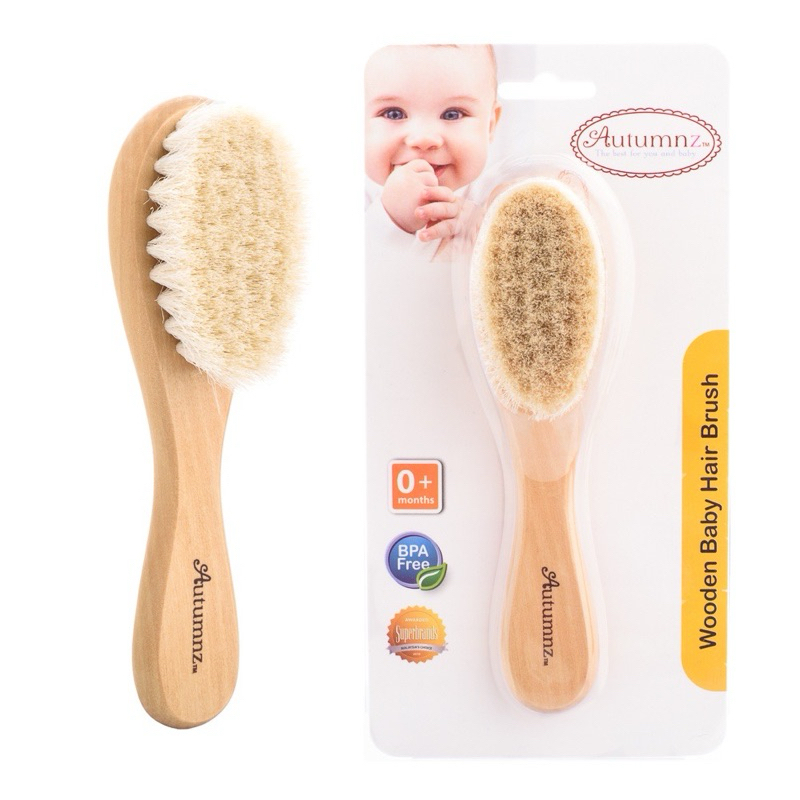 Autumnz Wooden Baby Hair Brush & Comb sikat baby bayi soft