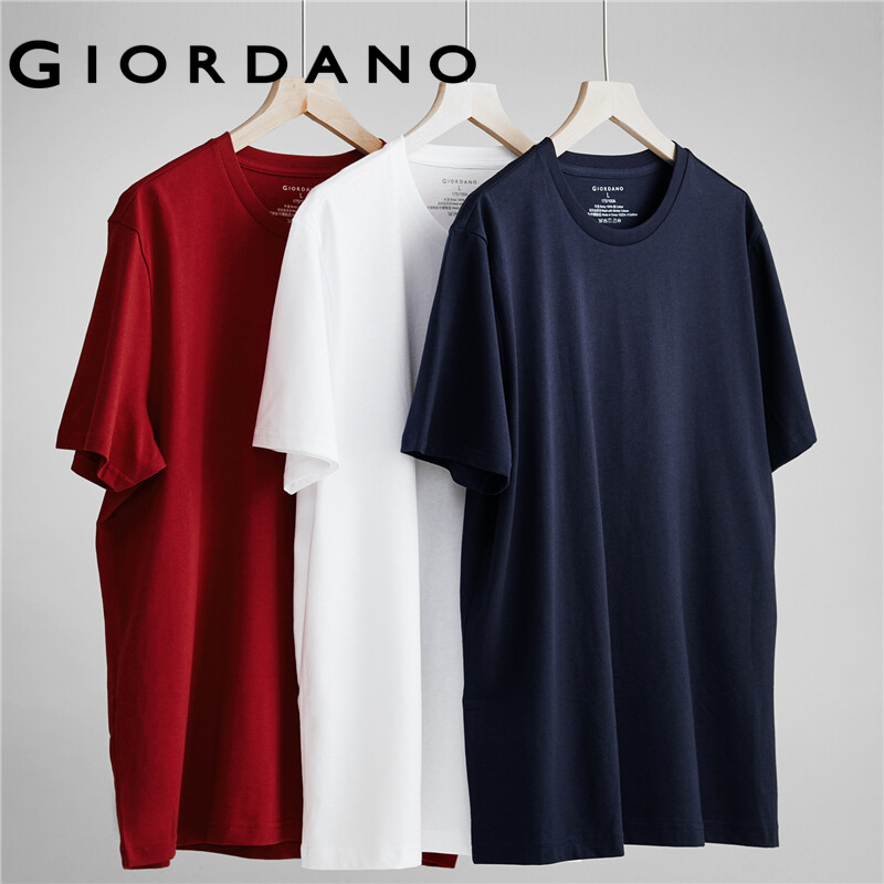 Giordano Men T-Shirts 3 PCS/Package Solid Color Crewneck T-Shirts Double Seam Short Sleeves Moisture-Absorbed T-Shirts 01245508