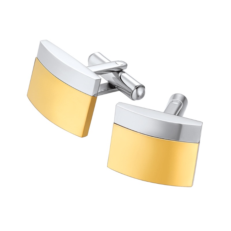 [Clearance] U7 Stainless Steel Cuff Links for Men Women, Black/18K Gold Plated, Groomsman Gift, Business Cufflinks