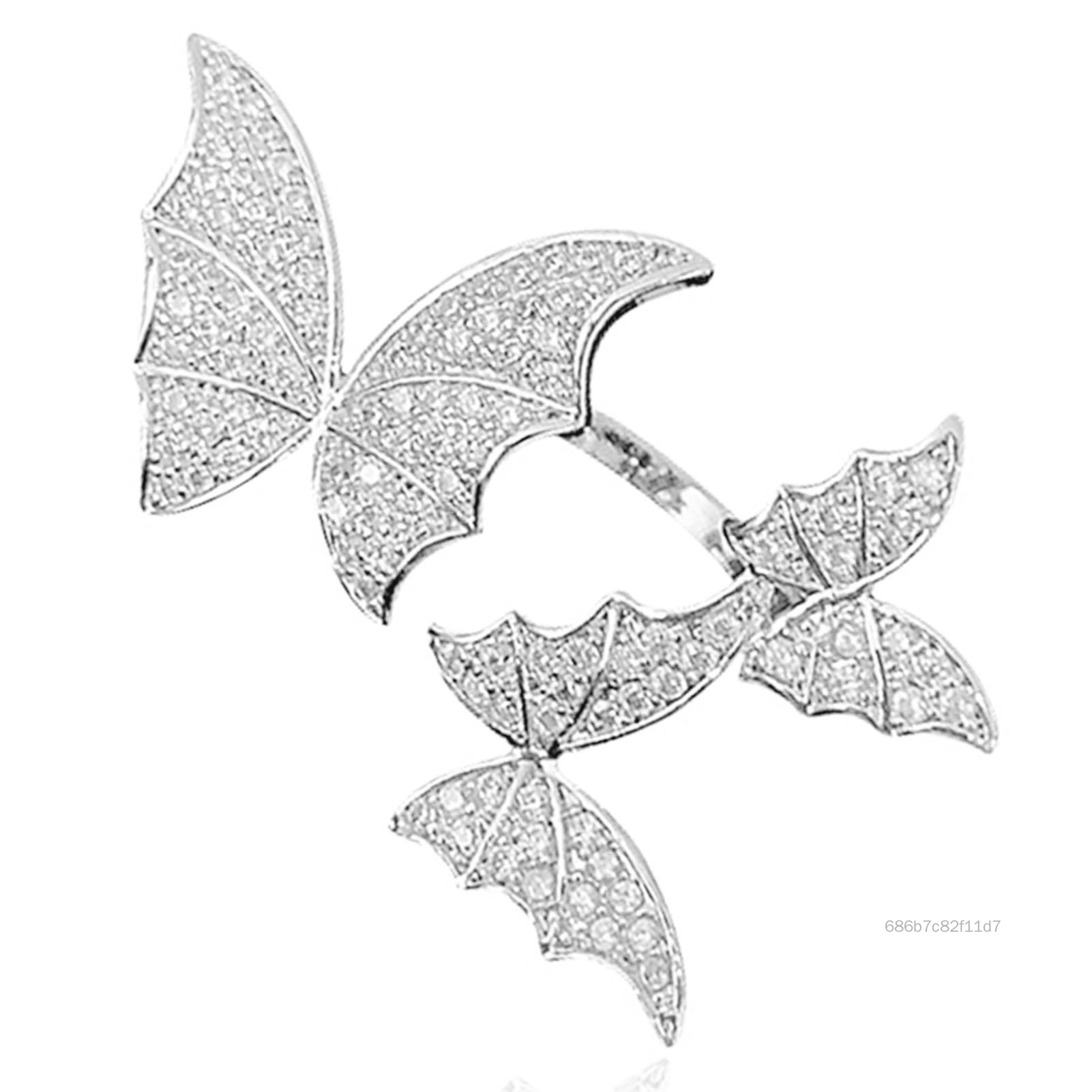 Bướm thanh lịch Mở nhẫn Butterfly Charm Stacking Rings có thể điều chỉnh Nhẫn cho phụ nữ Vợ bạn gái 