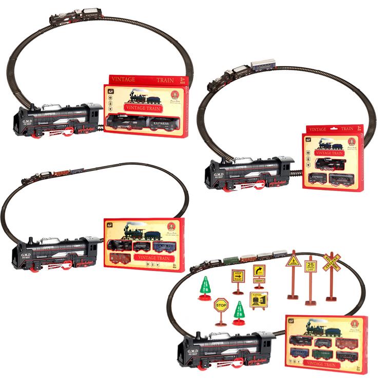 Train Track Toy Rechargeable DIY Small Train Set for Kids Retro Train Set
