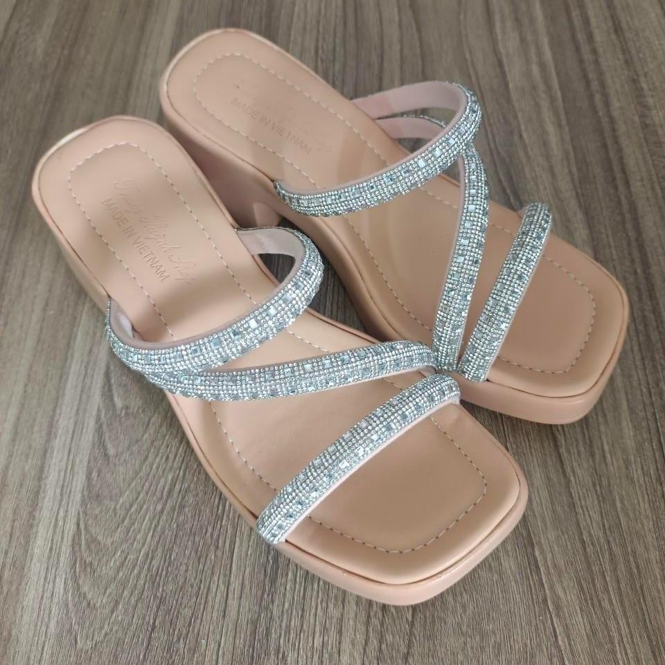 Dép nữ cao gót - đế PU cao 6 phân - 3 quai xoàn  - ( MS. 11 ) DéP Shoes GiàY Jean - 3