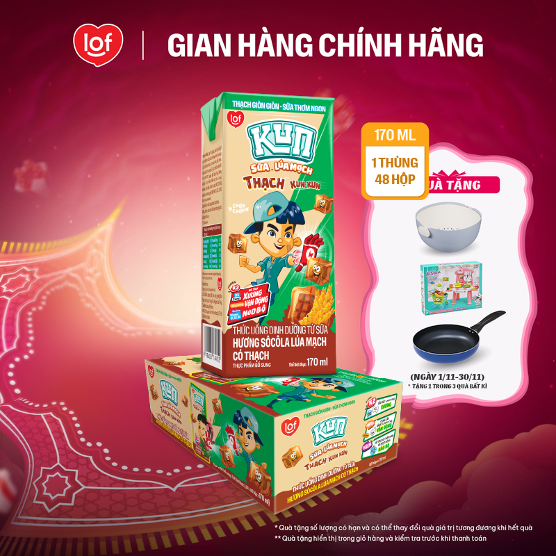 Kun Sôcôla lúa mạch có Thạch thùng 48 hộp x 170ml