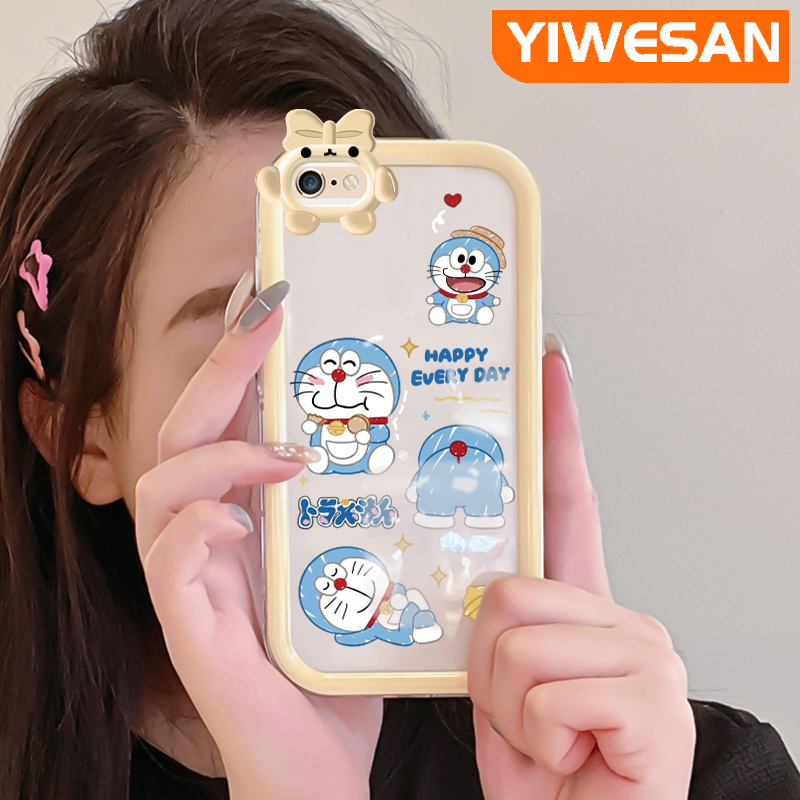 Yiwesan Ốp lưng cho iPhone 6 Plus 6S Plus 7 Plus 8 Plus Ốp lưng bảo vệ Silicone mới vỏ mềm trong suốt dễ thương hoạt hình Doraemon đáng yêu Ốp điện thoại chống sốc con quỷ nhỏ sáng tạo ống kính máy ảnh trong suốt