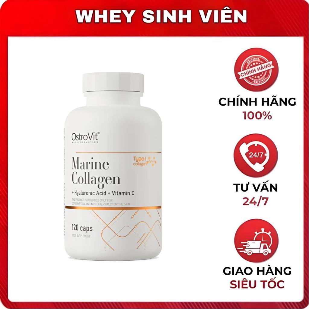 Viên Uống OstroVit - Marine Collagen (120 viên) - Hỗ trợ làn da Chính Hãng tại Whey sinh vien