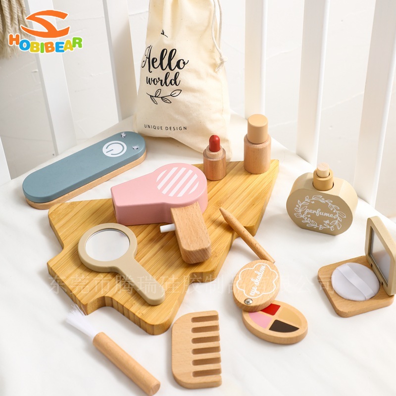 HOBIBEAR Wooden early education toys, children's home play toys, makeup and dressing up, fun simulation, makeup and hairdressing, wooden toys, girls' birthday gifts ราคา 490 บาท*ส่งฟรี