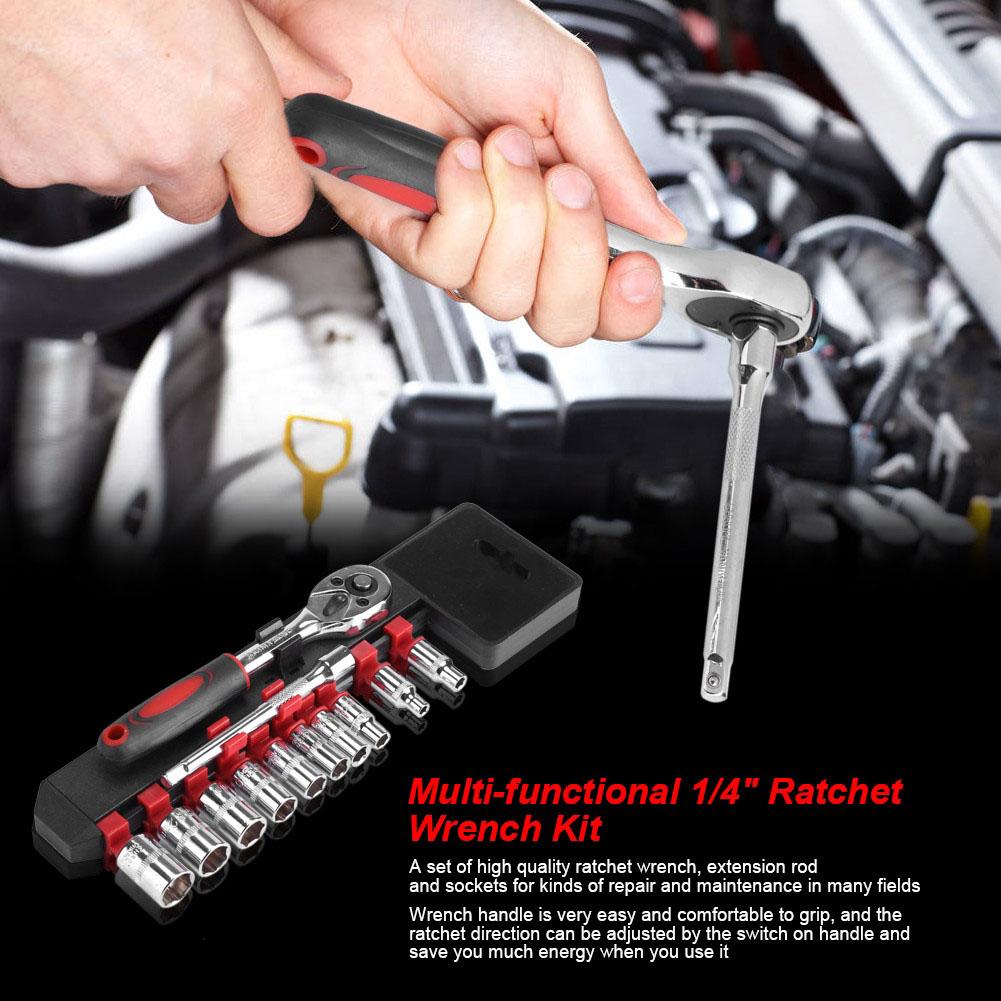 12PCS/Set Ratchet Socket Wrench Multifunctional Hand It Socket Ratchet Wrench Carry Portable Set You Kit With Tools A4N2