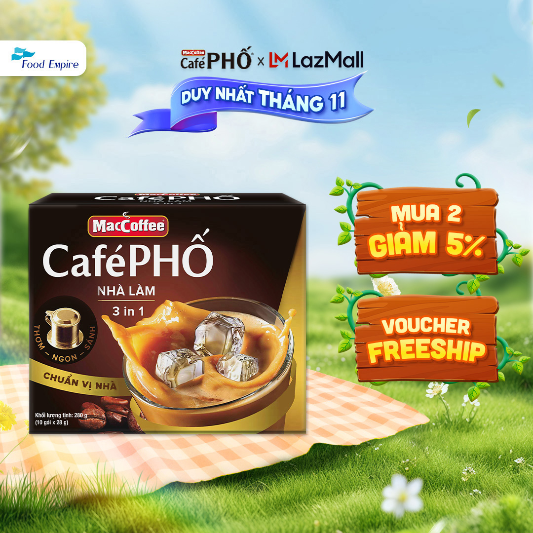 Cà phê Phố Nhà làm - MacCoffee (hộp 10 gói x 28g)