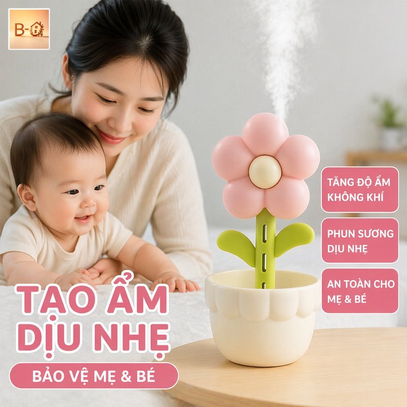 B-HQ máy tạo ẩm usb để bàn tạo sương mịn khuếch tán tinh dầu đèn ngủ led siêu êm an toàn cho phòng ngủ văn phòng
