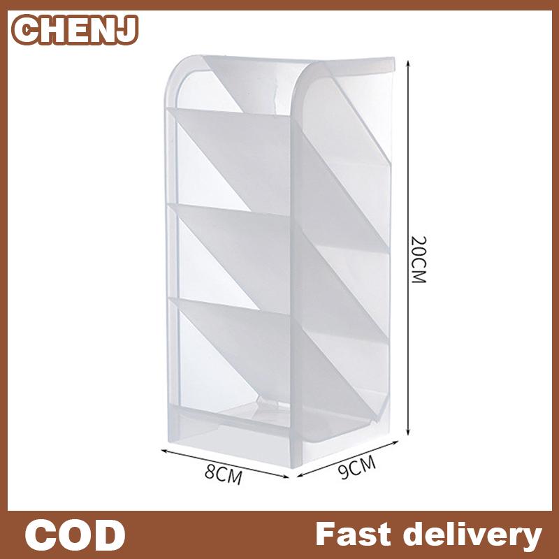 CHENJ Máy tính để bàn trong suốt mờ bút chủ nghiêng trang điểm bàn chải son môi hộp lưu trữ đa chức năng văn phòng phẩm hộp lưu trữ