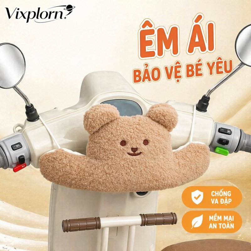 Vixplorn đệm chống va chạm xe điện trẻ em gối bảo vệ đầu mềm dễ thương an toàn giảm chấn lắp trước phụ kiện xe